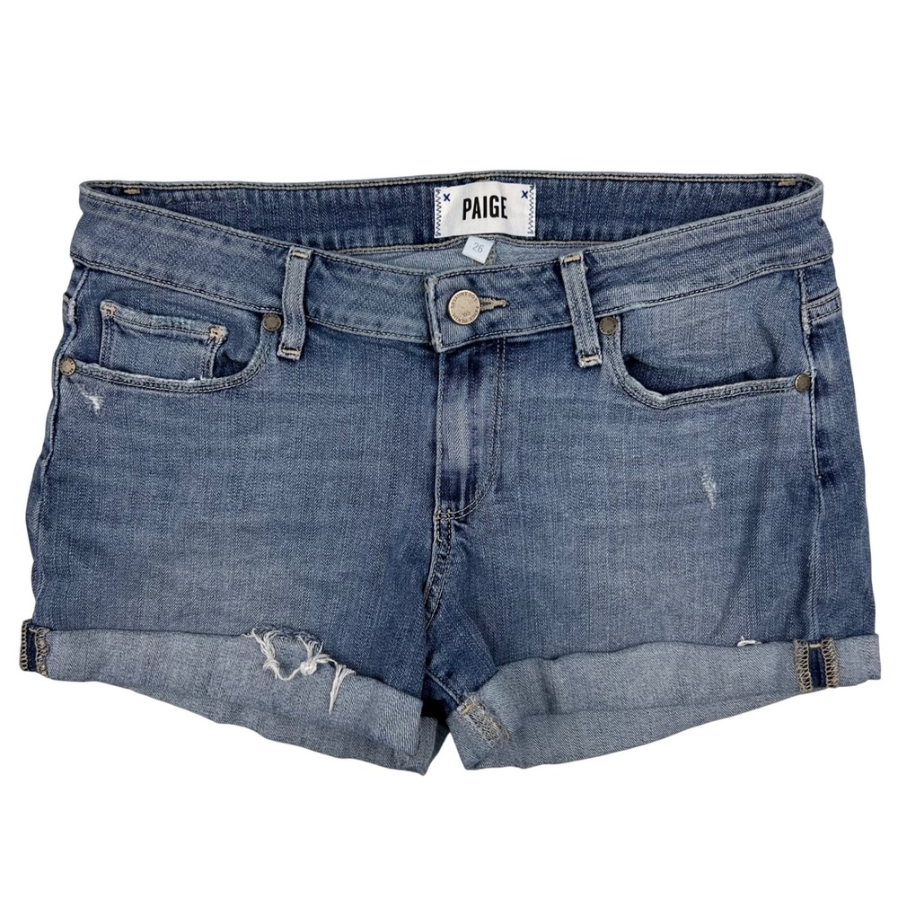 Paige Jimmy‎ Jimmy Short Medium Wash Distressed Cuffed Denim Shorts W28